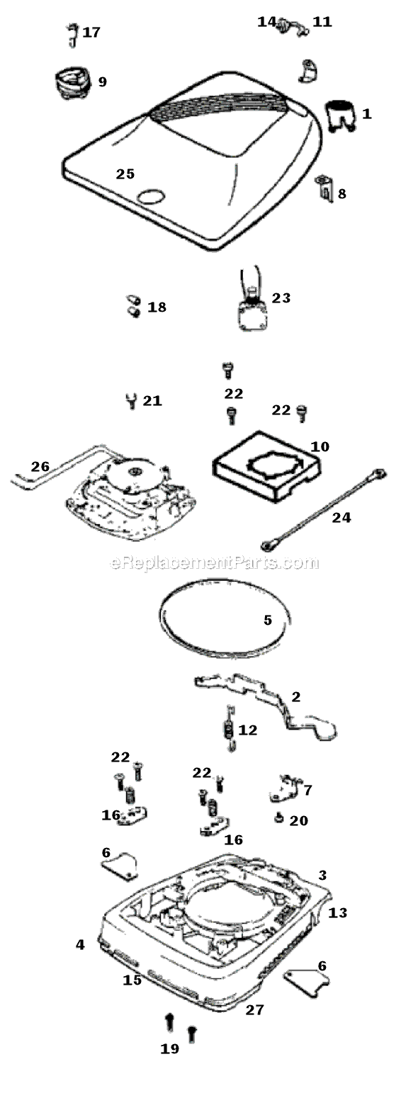 Page B Diagram and Parts List for SC684F-1  Sanitaire Upright Vacuum