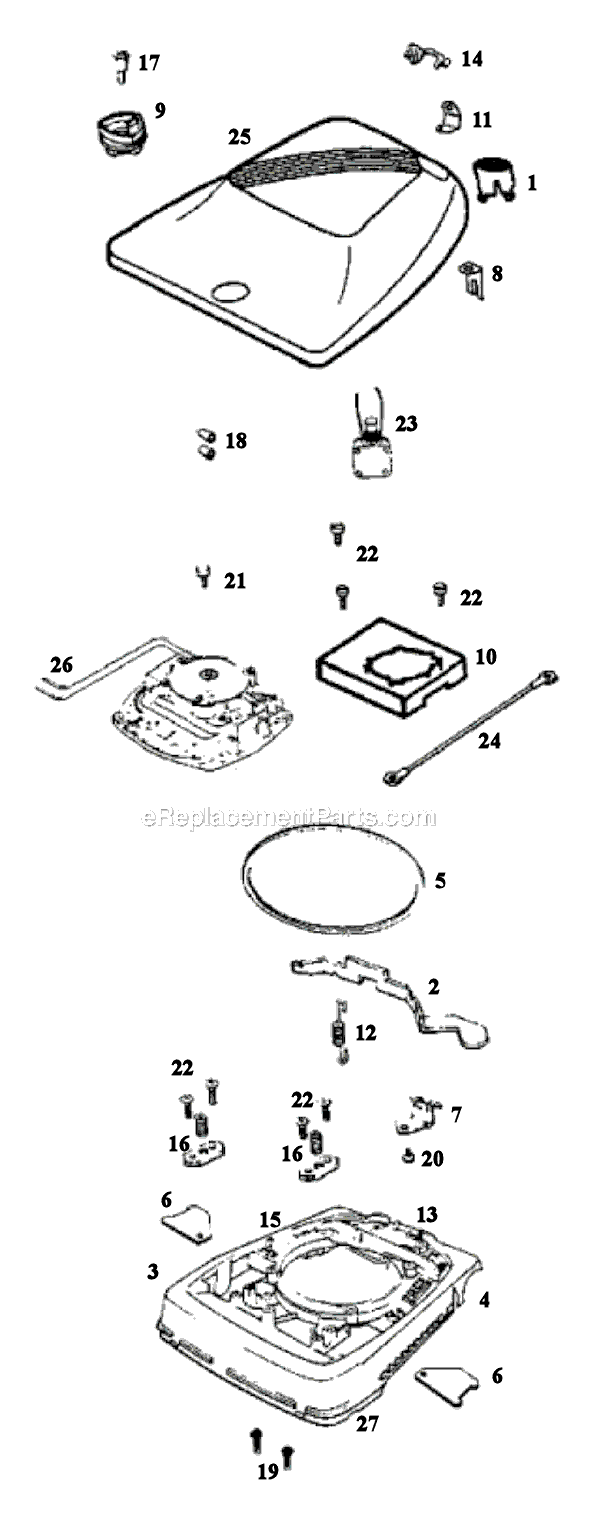 Page B Diagram and Parts List for SC695A-1  Sanitaire Upright Vacuum