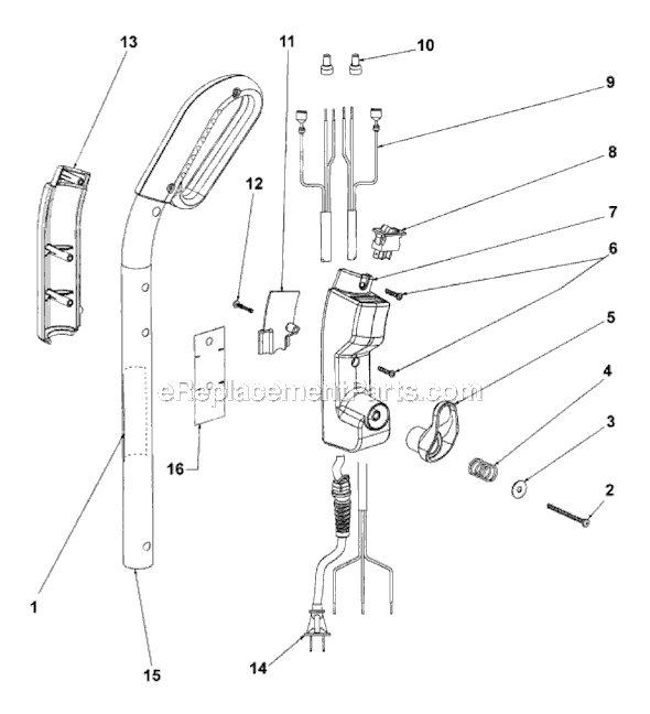 Page D Diagram and Parts List for SC882A-1  Sanitaire Upright Vacuum