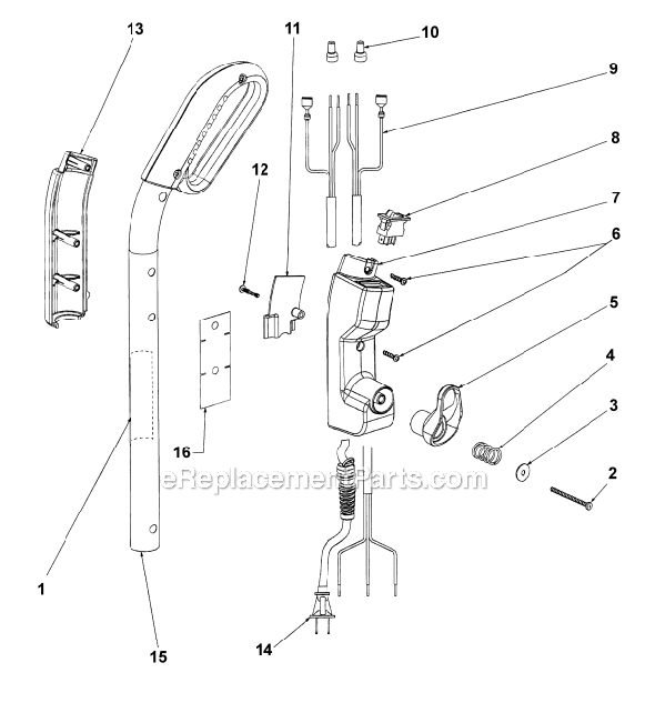 Page D Diagram and Parts List for SC882A  Sanitaire Upright Vacuum