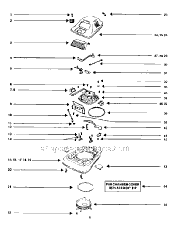 Page B Diagram and Parts List for SC883A-1  Sanitaire Upright Vacuum