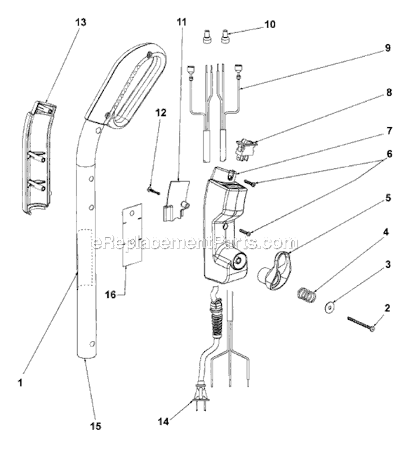 Page D Diagram and Parts List for SC883A-1  Sanitaire Upright Vacuum