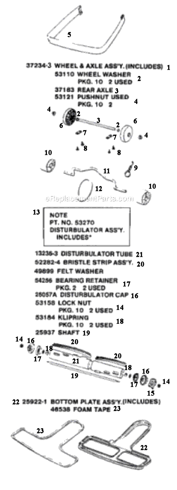 Page C Diagram and Parts List for SC883A  Sanitaire Upright Vacuum