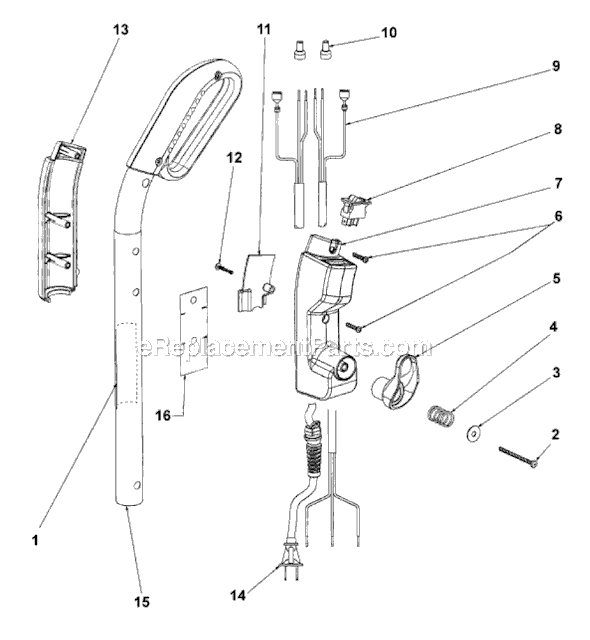 Page D Diagram and Parts List for SC883A  Sanitaire Upright Vacuum
