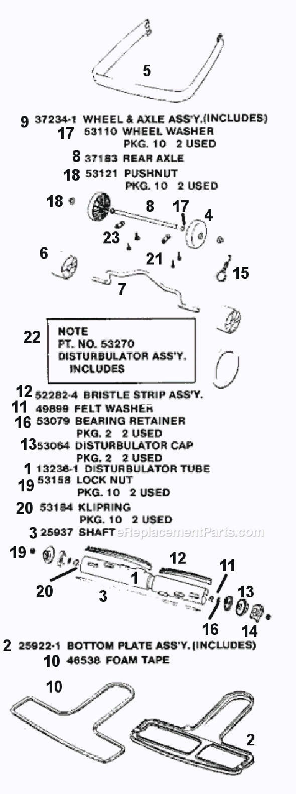 Page D Diagram and Parts List for SC886D  Sanitaire Upright Vacuum