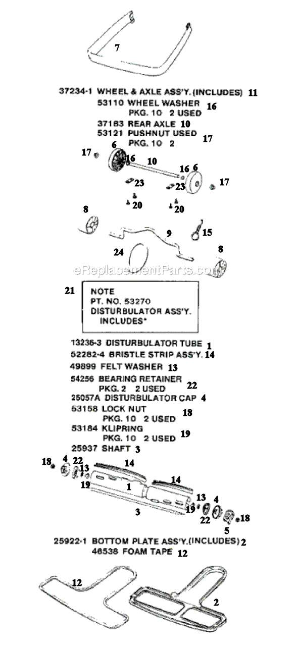 Page C Diagram and Parts List for SC886E-2  Sanitaire Upright Vacuum