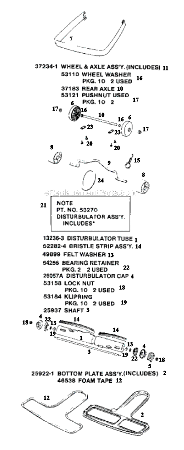 Page C Diagram and Parts List for SC886E-3  Sanitaire Upright Vacuum