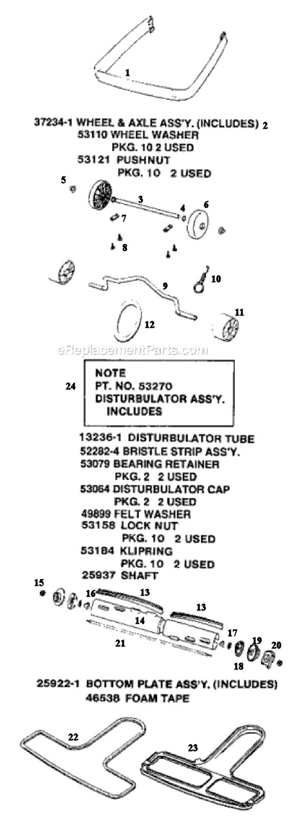 Page C Diagram and Parts List for SC887A  Sanitaire Upright Vacuum