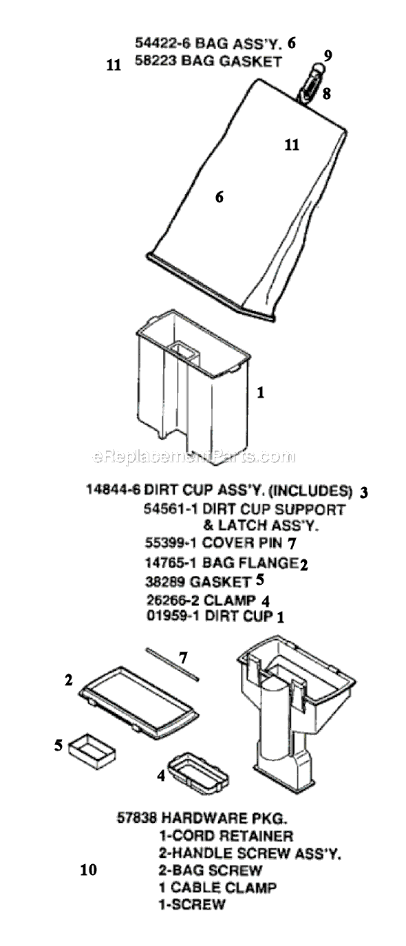 Page A Diagram and Parts List for SC887B-1  Sanitaire Upright Vacuum