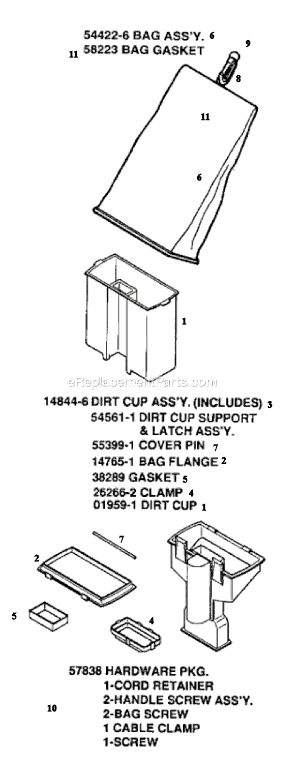Page A Diagram and Parts List for SC887B  Sanitaire Upright Vacuum