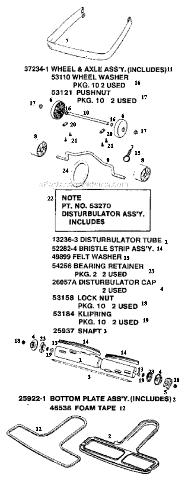Page C Diagram and Parts List for SC887B  Sanitaire Upright Vacuum