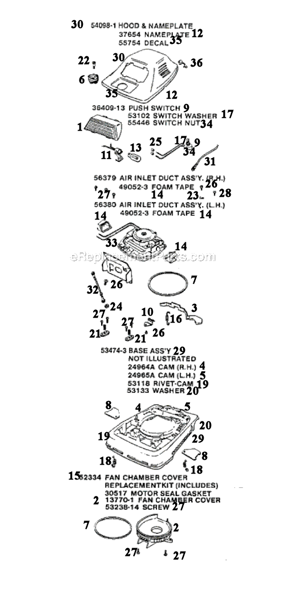 Page B Diagram and Parts List for SC888F  Sanitaire Upright Vacuum