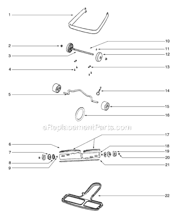 Page E Diagram and Parts List for SC888H-1  Sanitaire Upright Vacuum