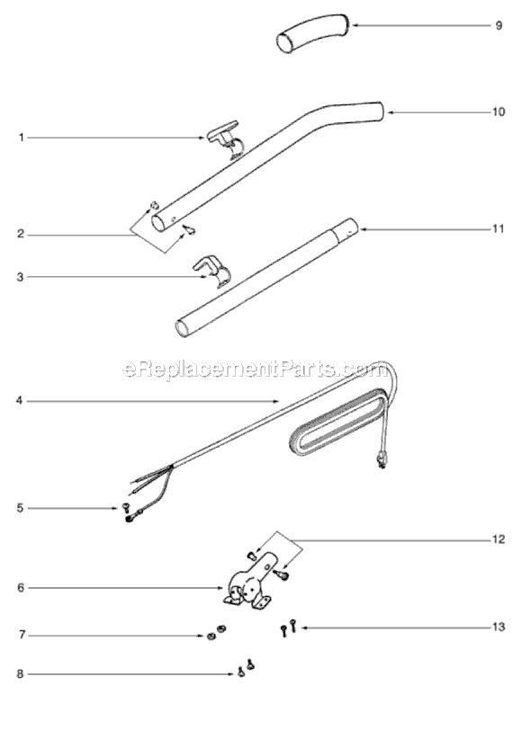 Page D Diagram and Parts List for SC888J  Sanitaire Upright Vacuum