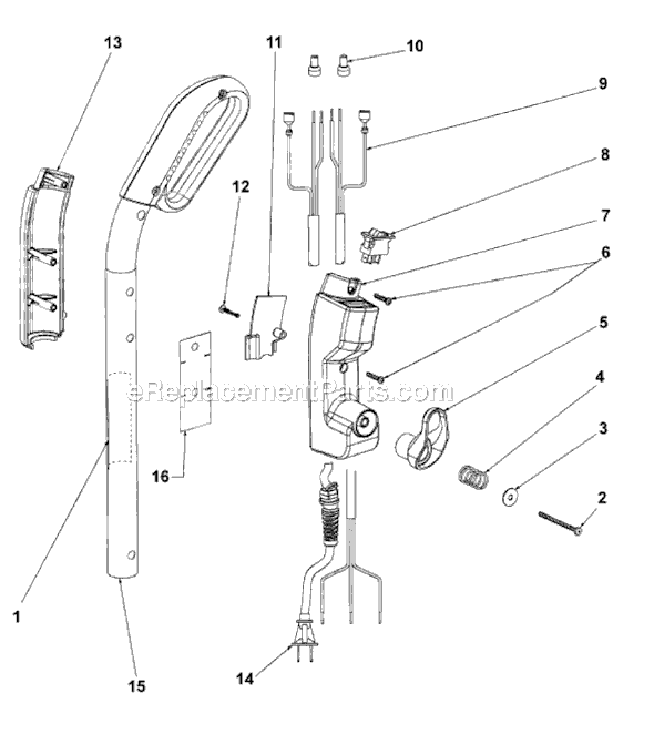 Page D Diagram and Parts List for SC889A  Sanitaire Upright Vacuum