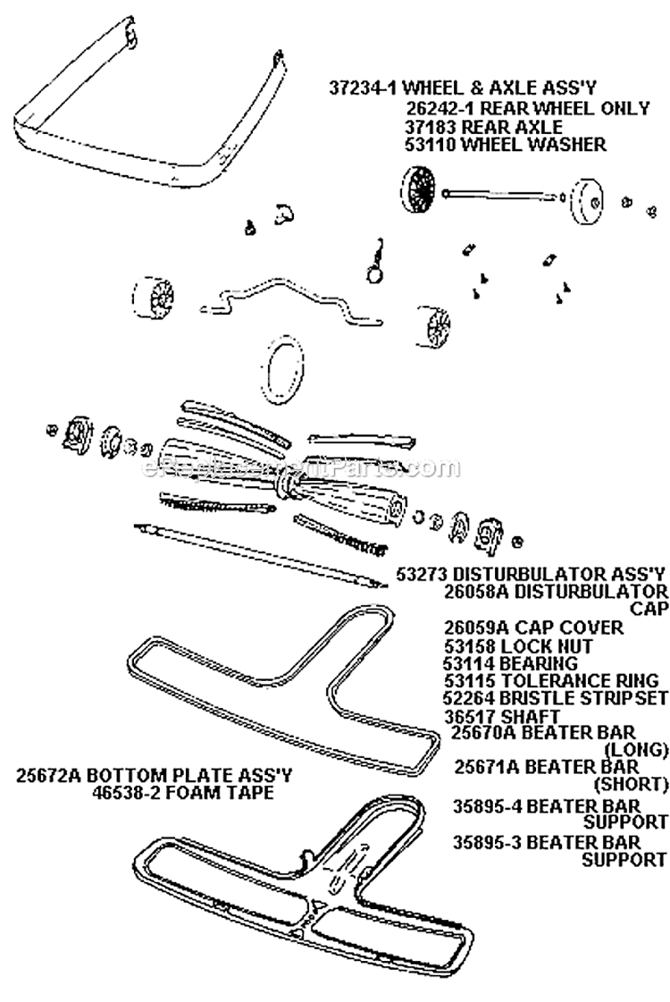 Page E Diagram and Parts List for SC899E-1  Sanitaire Upright Vacuum