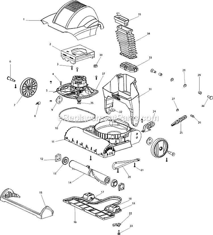 Page B Diagram and Parts List for SC9050B  Sanitaire Upright Vacuum