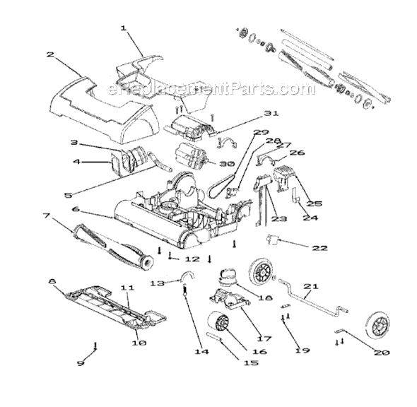 Page A Diagram and Parts List for SC9150A  Sanitaire Upright Vacuum