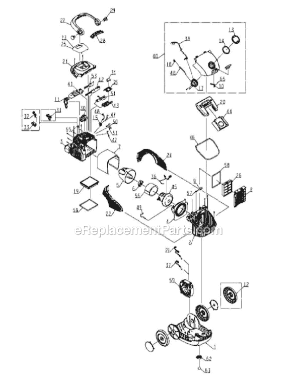 Page B Diagram and Parts List for SP7025A  Sanitaire Canister Vacuum