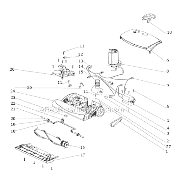 Page C Diagram and Parts List for SP7025A  Sanitaire Canister Vacuum