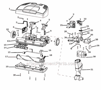 Page C Diagram and Parts List for PE7025A  Sanitaire Canister Vacuum