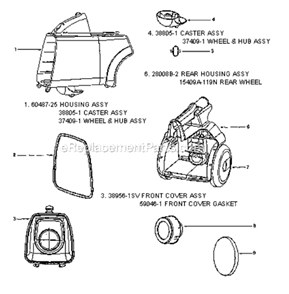 Page B Diagram and Parts List for S3686A  Sanitaire Canister Vacuum