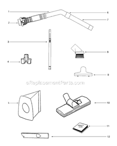 Page A Diagram and Parts List for S3686E  Sanitaire Canister Vacuum