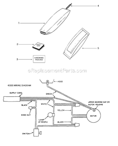 Page A Diagram and Parts List for S634B  Sanitaire Upright Vacuum