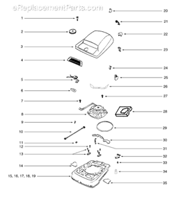 Page A Diagram and Parts List for S647E-1  Sanitaire Upright Vacuum