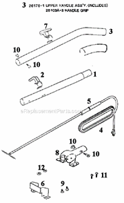 Page C Diagram and Parts List for S654B  Sanitaire Upright Vacuum