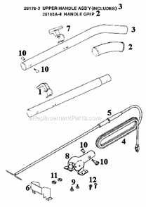 Page D Diagram and Parts List for S662A  Sanitaire Upright Vacuum