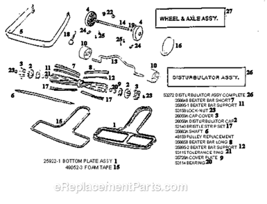 Page C Diagram and Parts List for S663D  Sanitaire Upright Vacuum