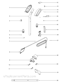 Part Location Diagram of 28639 Sanitaire Handle - Upper Steel