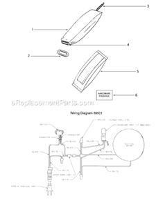 Page E Diagram and Parts List for S670B  Sanitaire Upright Vacuum