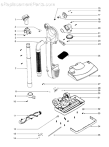 Page B Diagram and Parts List for S782AT-1  Sanitaire Upright Vacuum