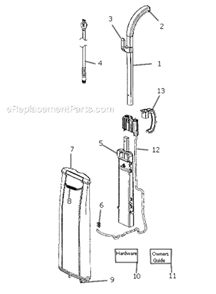 Page A Diagram and Parts List for S9020A  Sanitaire Upright Vacuum