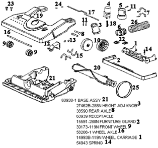 Part Location Diagram of 60249-1 Sanitaire Hood Assembly - Packaged