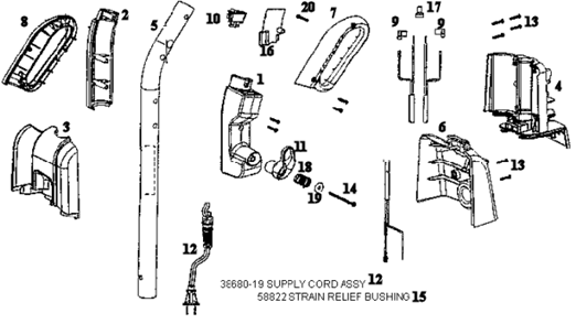 Part Location Diagram of 02348-288N Sanitaire Housing - Left Switch