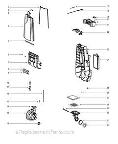 Page C Diagram and Parts List for SC4570BT  Sanitaire Upright Vacuum