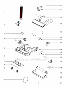 Page B Diagram and Parts List for SC5845A  Sanitaire Upright Vacuum