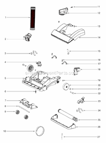 Page B Diagram and Parts List for SC5845B  Sanitaire Upright Vacuum