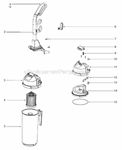 Page C Diagram and Parts List for SC5845B  Sanitaire Upright Vacuum