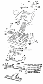 Page B Diagram and Parts List for SC6484AT  Sanitaire Upright Vacuum