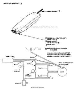 Page E Diagram and Parts List for SC675A  Sanitaire Upright Vacuum