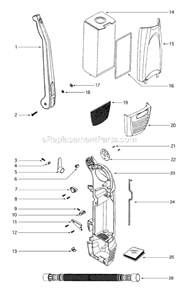 Page A Diagram and Parts List for SC785AT-1  Sanitaire Upright Vacuum