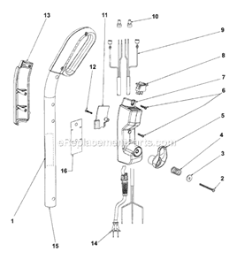 Page D Diagram and Parts List for SC882A-1  Sanitaire Upright Vacuum