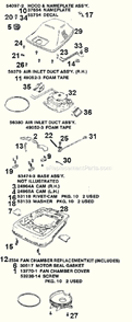 Part Location Diagram of 54097-2 Sanitaire Hood & Nameplate Assembly - P