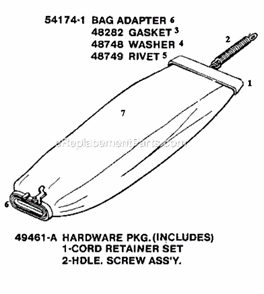 Page A Diagram and Parts List for SC886E-1  Sanitaire Upright Vacuum