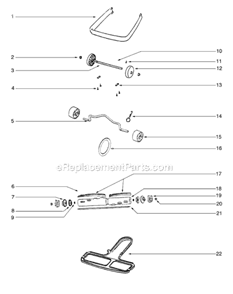 Page E Diagram and Parts List for SC888H  Sanitaire Upright Vacuum