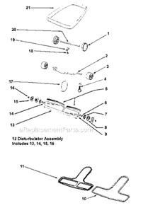 Page C Diagram and Parts List for SC889A  Sanitaire Upright Vacuum